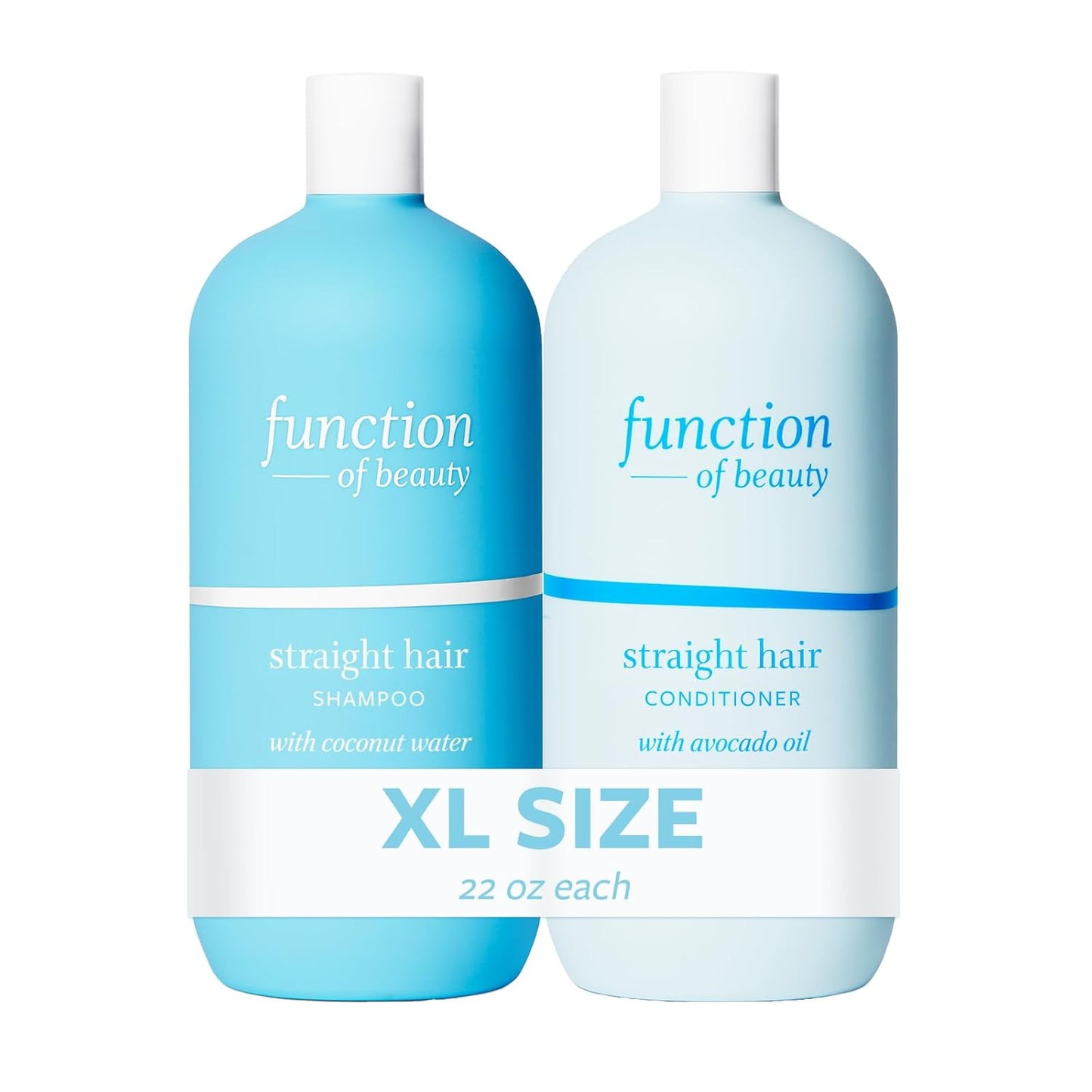 Function of Beauty Straight Hair Shampoo & Conditioner XL Set - Sulfate-Free Shampoo & Conditioner Duo for Natural Volume & Shine - Anti-Frizz, Lightweight & Hydrating - Oily Hair Care Products