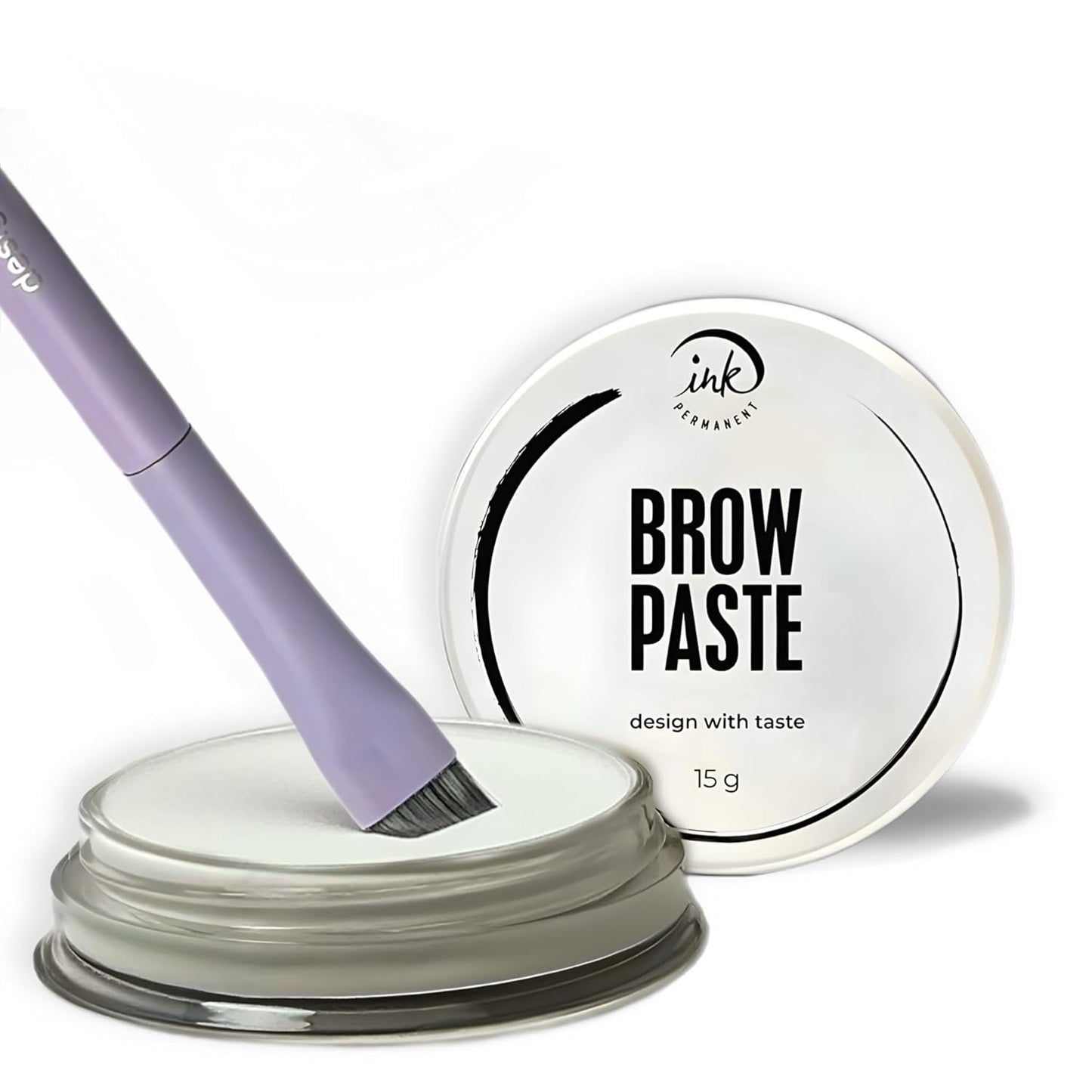 Ink Permanent Eyebrow Mapping Kit with Setting Powder, Eyebrow Brush and Brow Paste, Brow Mapping Tool, White Paste for Outlining & Fixation Powder, Professional Shaping Tool