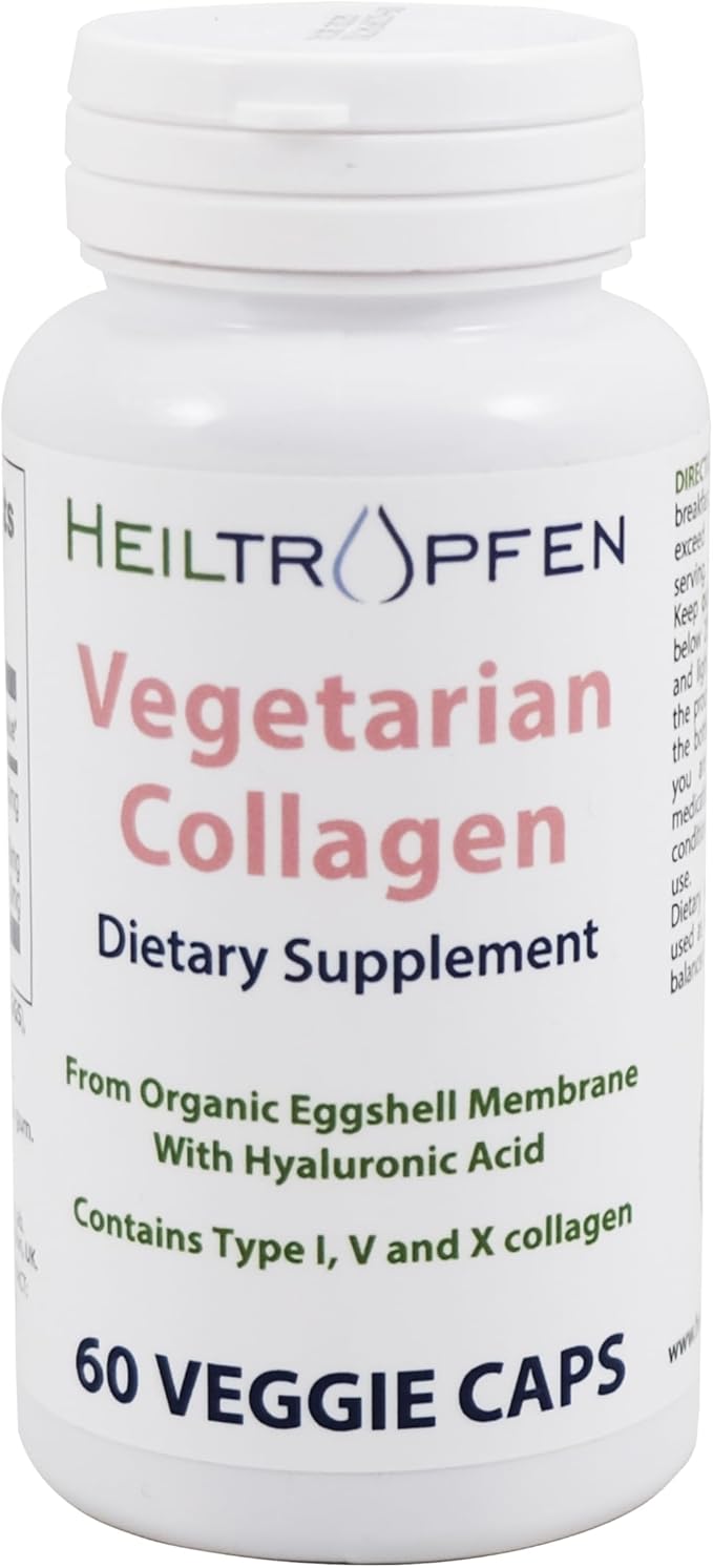 Collagen Vegetarian caps | from Organic Eggshell Membrane | Type 1, 5 and 10 Collagen | with Hyaluronic Acid | 60 Capsules | Dietary Supplement