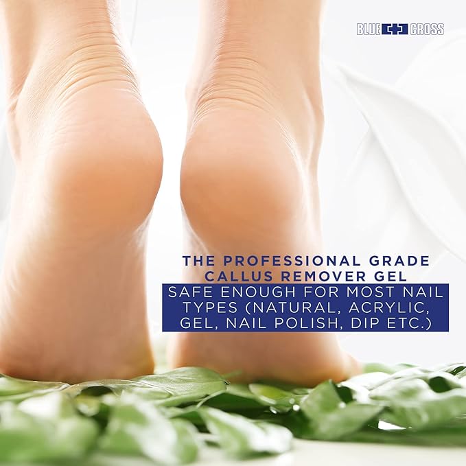 Blue Cross Hydrating, Moisturizing, Strengthening Cuticle Remover Oil with Lanolin + Extra Strength Callus Remover Gel for Heel or Feet, 16 oz each, 2 pack Bundle