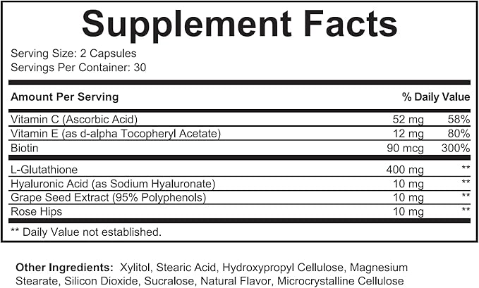 Relumins Gluta 500 - Chewable/Sublime Wall Glutathione Complex with Advanced Skin Nutrition - Hyaluronic Acid, VIT C, Biotin Plus 4 Powerful Actives - Fruit Punch Flavored - 60CT