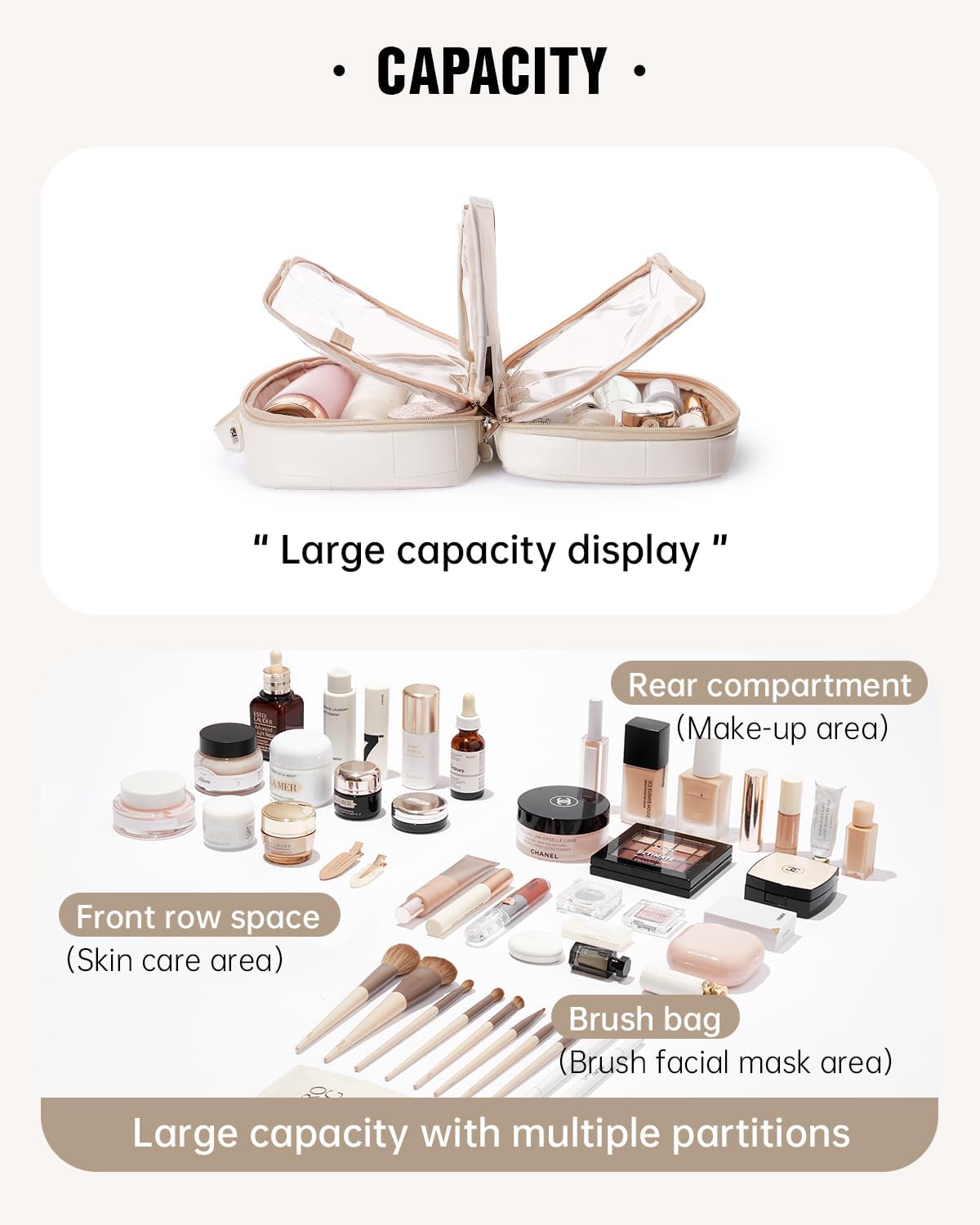 EACHY Travel Makeup Bag,Large Capacity Cosmetic Bags for Women,Waterproof Portable Pouch Open Flat Toiletry Bag Pattern Makeup Bag