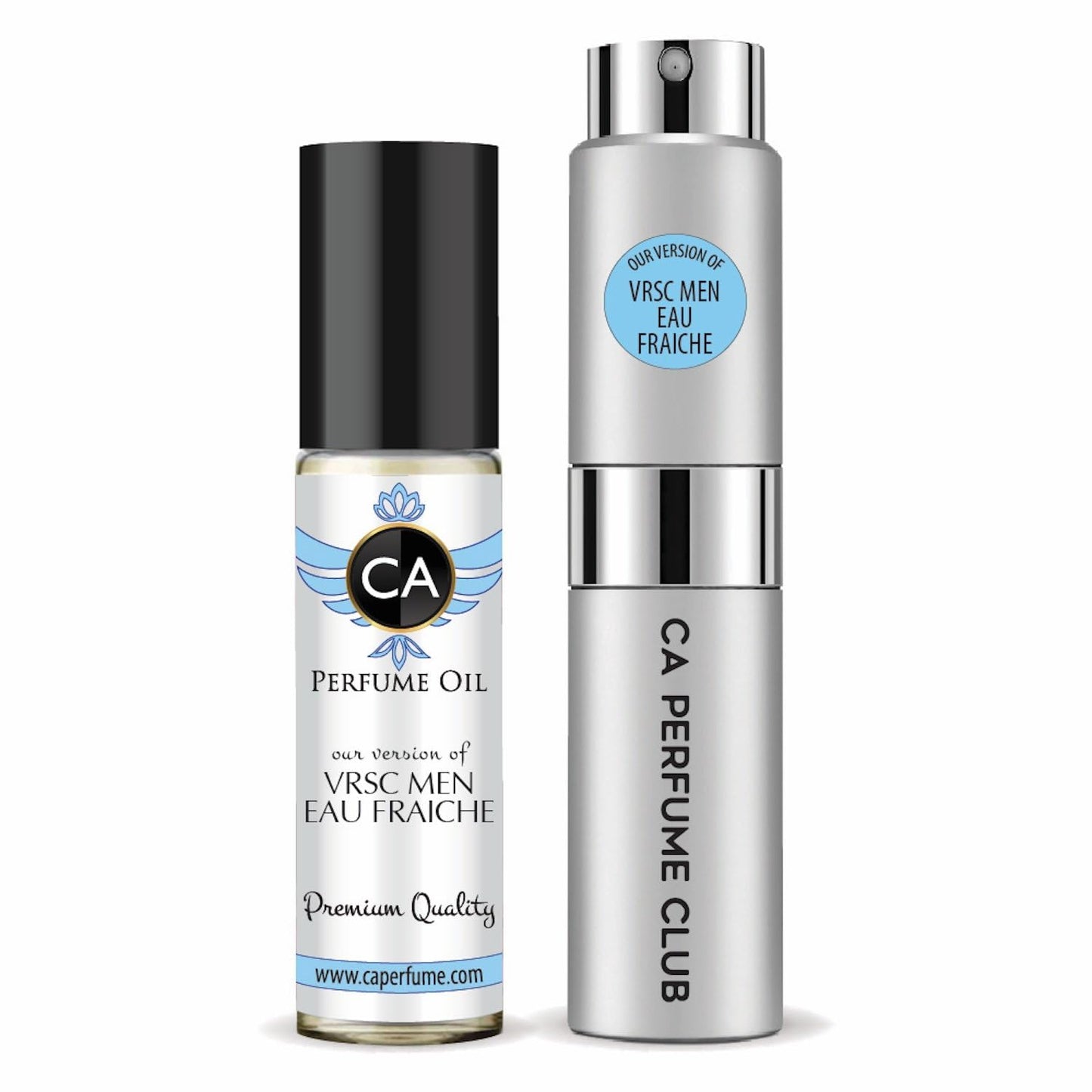 CA Perfume Duo Impression of Vrsc Men Eau Fraiche For Men Perfume Layering Set Mens Cologne Long Lasting Travel Size EDP + Body Oil Roll-On Bottle 0.27 Fl Oz+0.33 Fl Oz