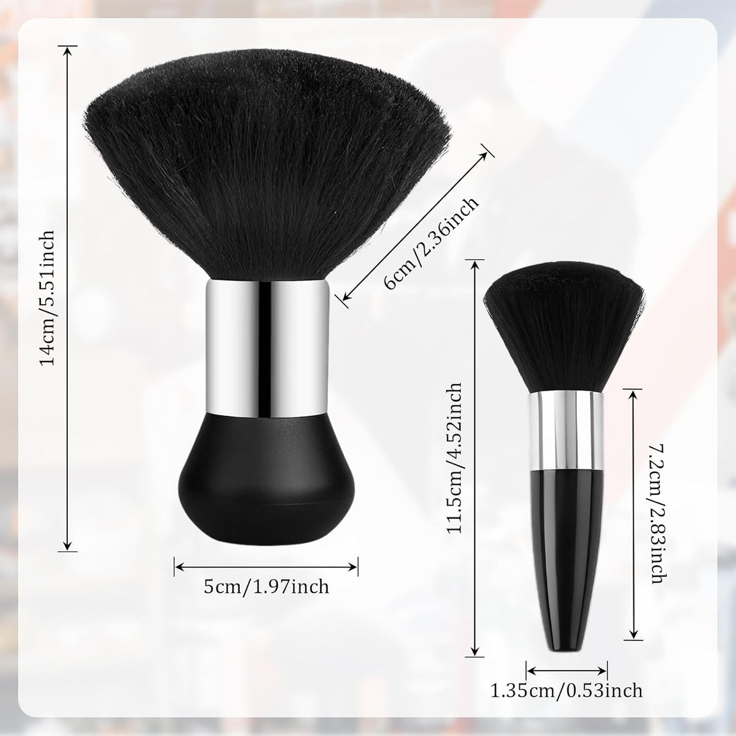 3Pcs Black Neck Dust Brush Set with Storage Bag, Soft Bristled Matte Handle Hair Brush & Barber Duster for Salon Essentials