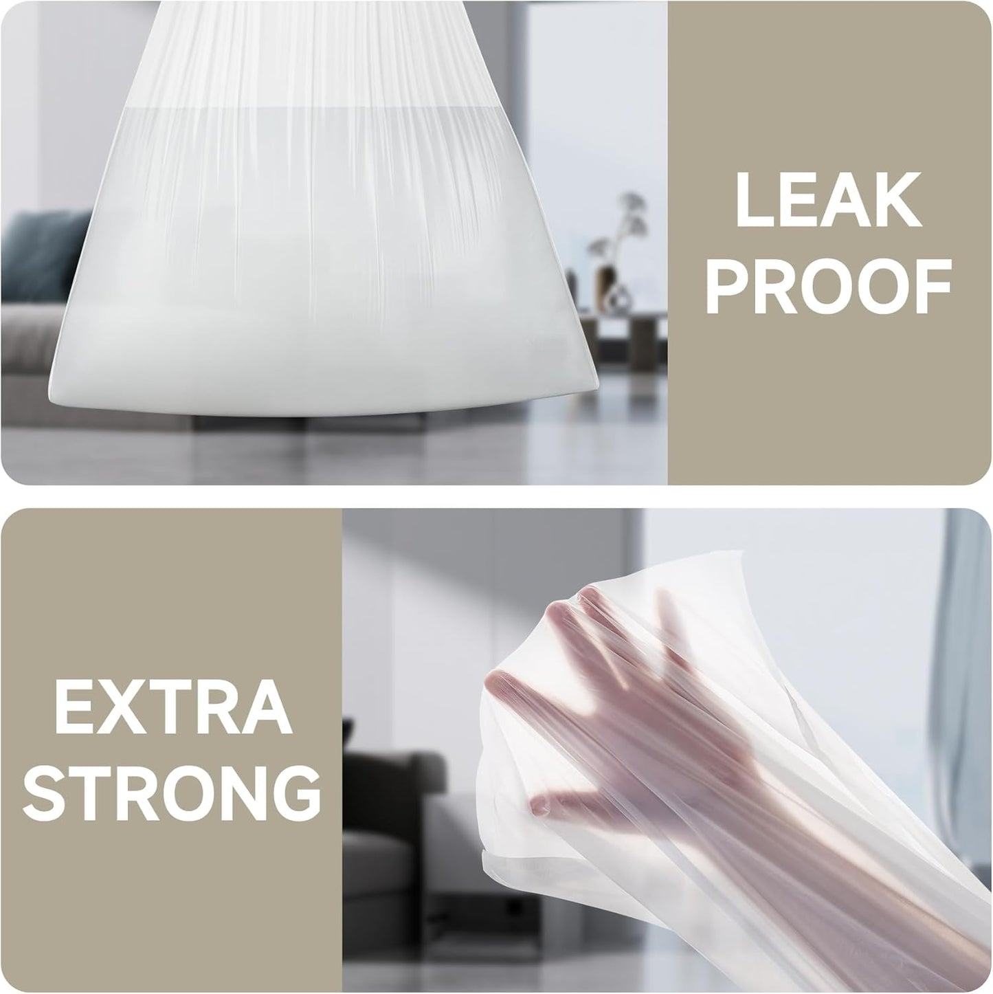 TIPGO Small Trash Bags Drawstring 1.6 Gallon, Pre-Cut Mini Garbage Bags for 1.2-1.8 Gallon Trash Bins, 120 Count (Code A)