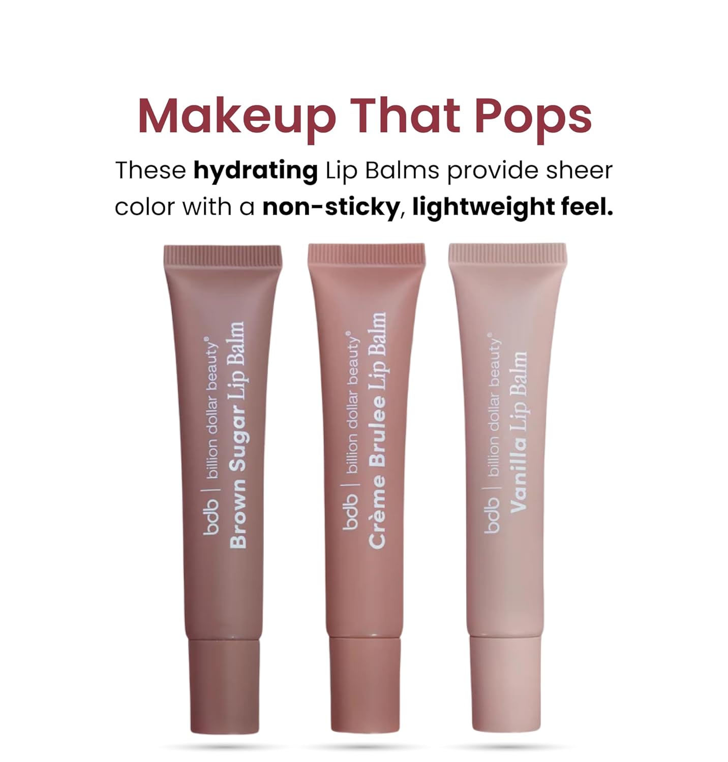 bdb Lip Balm: Berry and Vanilla - Tinted & Hydrating, Sheer Color, Non-Sticky, 2-Pack