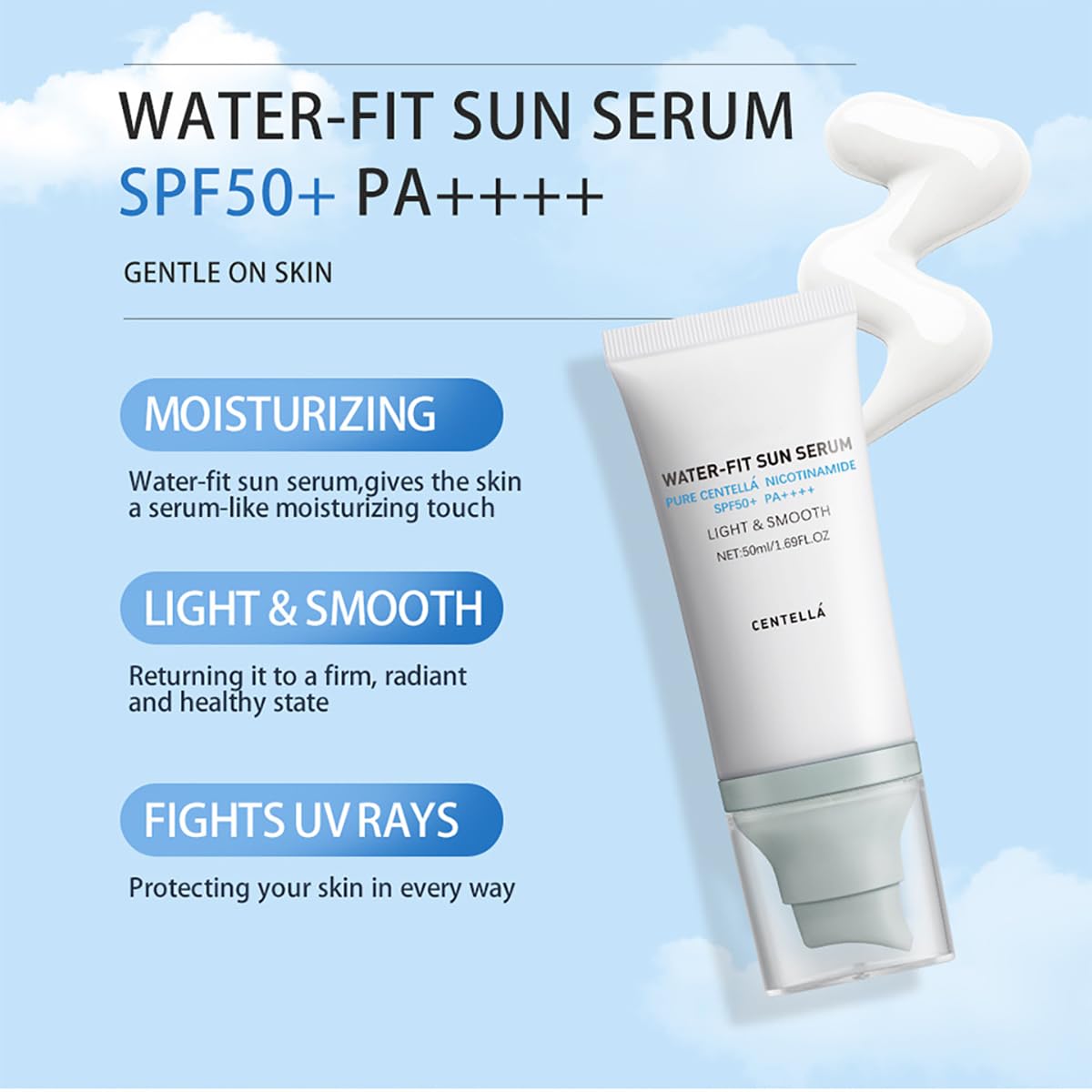 𝐶𝑒𝑛𝑡𝑒𝑙𝑙á Sunscreen SPF50 PA++++, 50ML Cen-tella Madagascar Face Sun Screen Long-Lasting Protection (1 Pack)