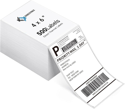 KKBESTPACK Fan Fold 4x6 Direct Thermal Shipping Labels (500 Labels)