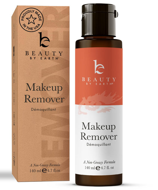 Makeup Remover - USA Made with Natural & Organic Ingredients Face and Eye Make Up Remover, Use with Wipes or Cotton Pads, Gentle Non-Greasy Makeup Remover for Dry, Oily and Sensitive Skin Types