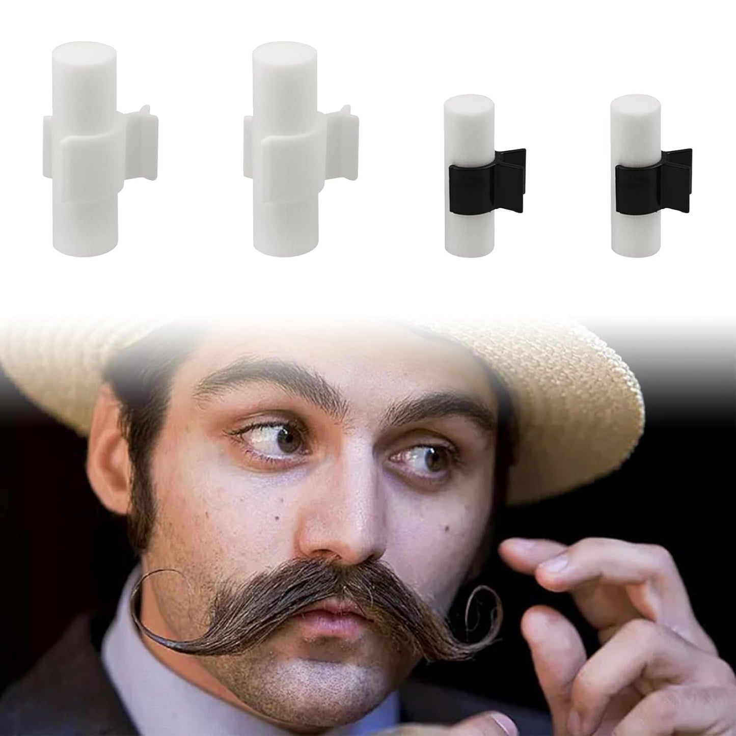 Flylin Handlebar Mustache Training Wheels, 2 Pair Handlebar Beard Shaping Tool Portable Mustache Curler for Men, Mustache Styling Template Shaping Tool Gifts for Father Boy Husband Boyfriend (M/L)