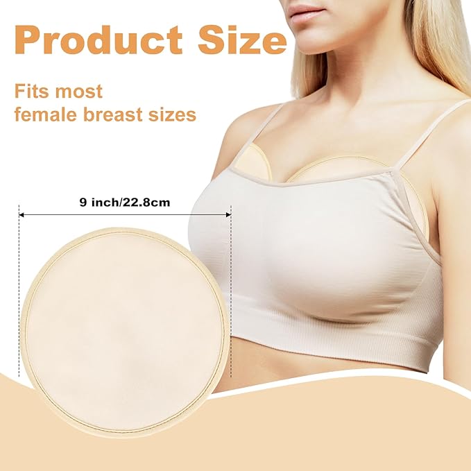Castor Oil Pack for Breast, 4 PCS Reusable Organic Castor Oil Pack Wrap,Soft Breast Pads for Relaxing Sleeping (Oil Not Included) - White+Khaki