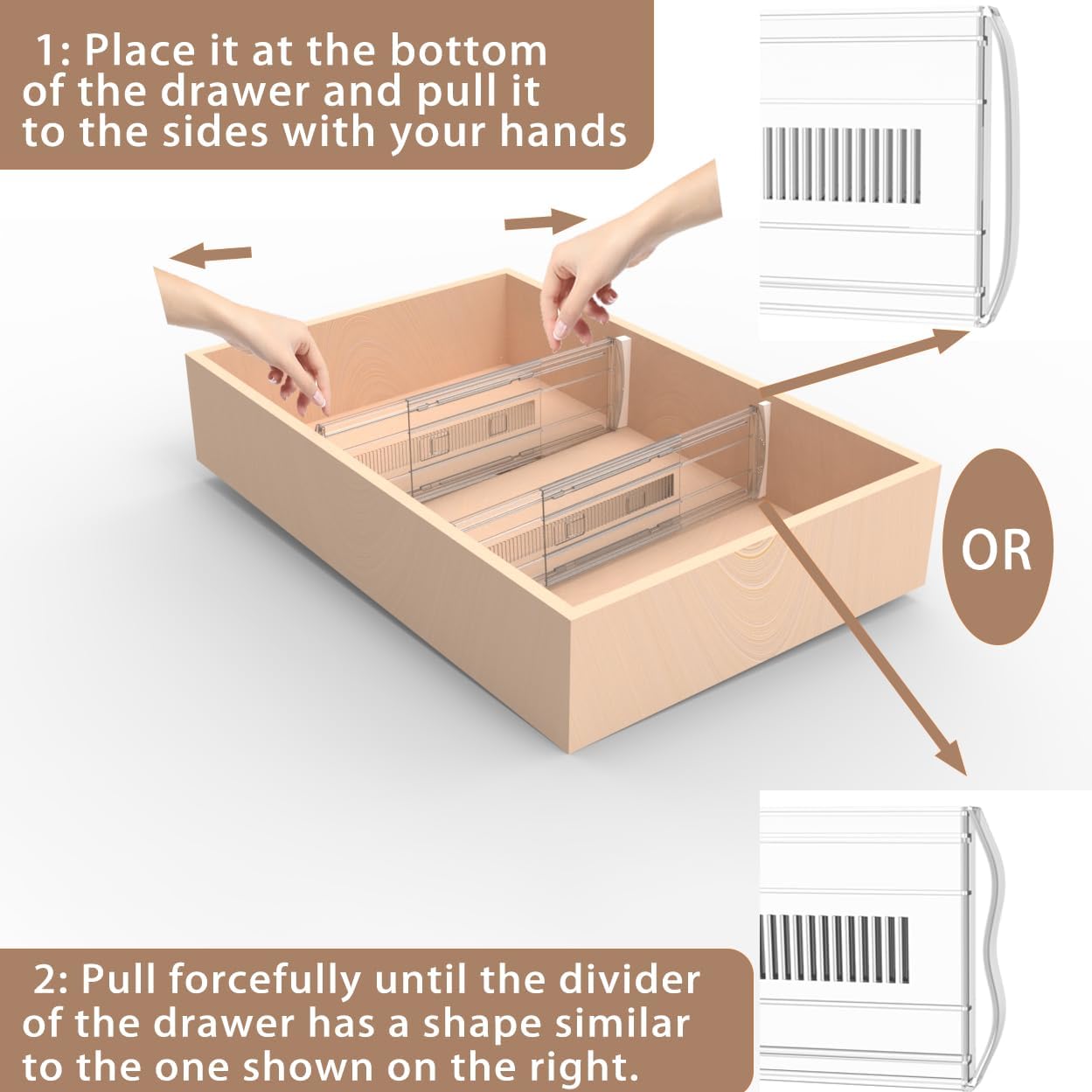 6 Pack Adjustable Drawer Dividers for Clothes,5" High Expandable From 13-21" Clear Drawer Organizers, PC Plastic Separators for Dresser/Bedroom/Bathroom/Kitchen/Office Storage