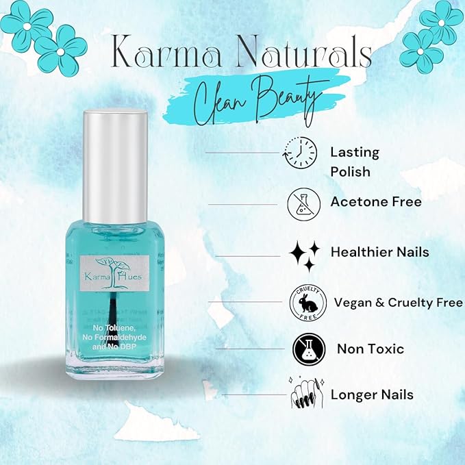 karma organic Natural Nail Polish, Vegan, and Cruelty-Free, No Toluene, No Formaldehyde, No DBP, and Free of TPHP, Base Coat with Garlic