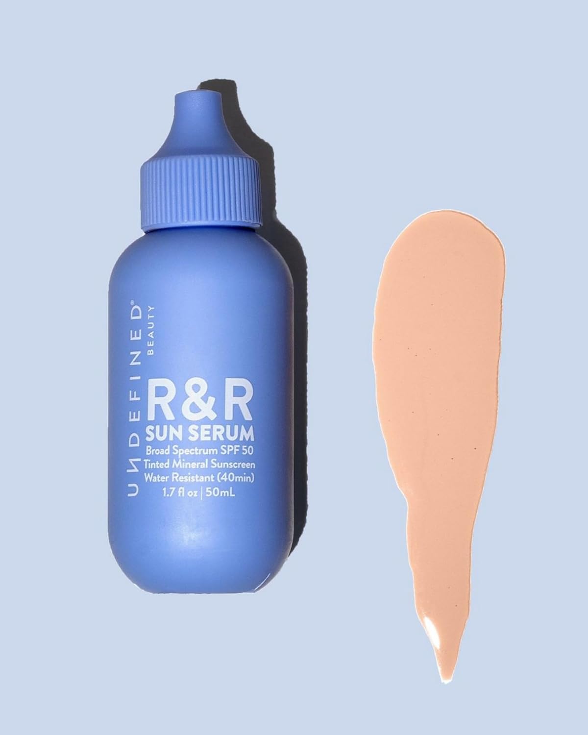 Undefined Beauty R&R Sun Serum SPF 50 PA++++ Tinted Mineral Sunscreen with Niacinamide, Water Resistant Broad Spectrum Protection & Blue Light Defense (Light Tint)