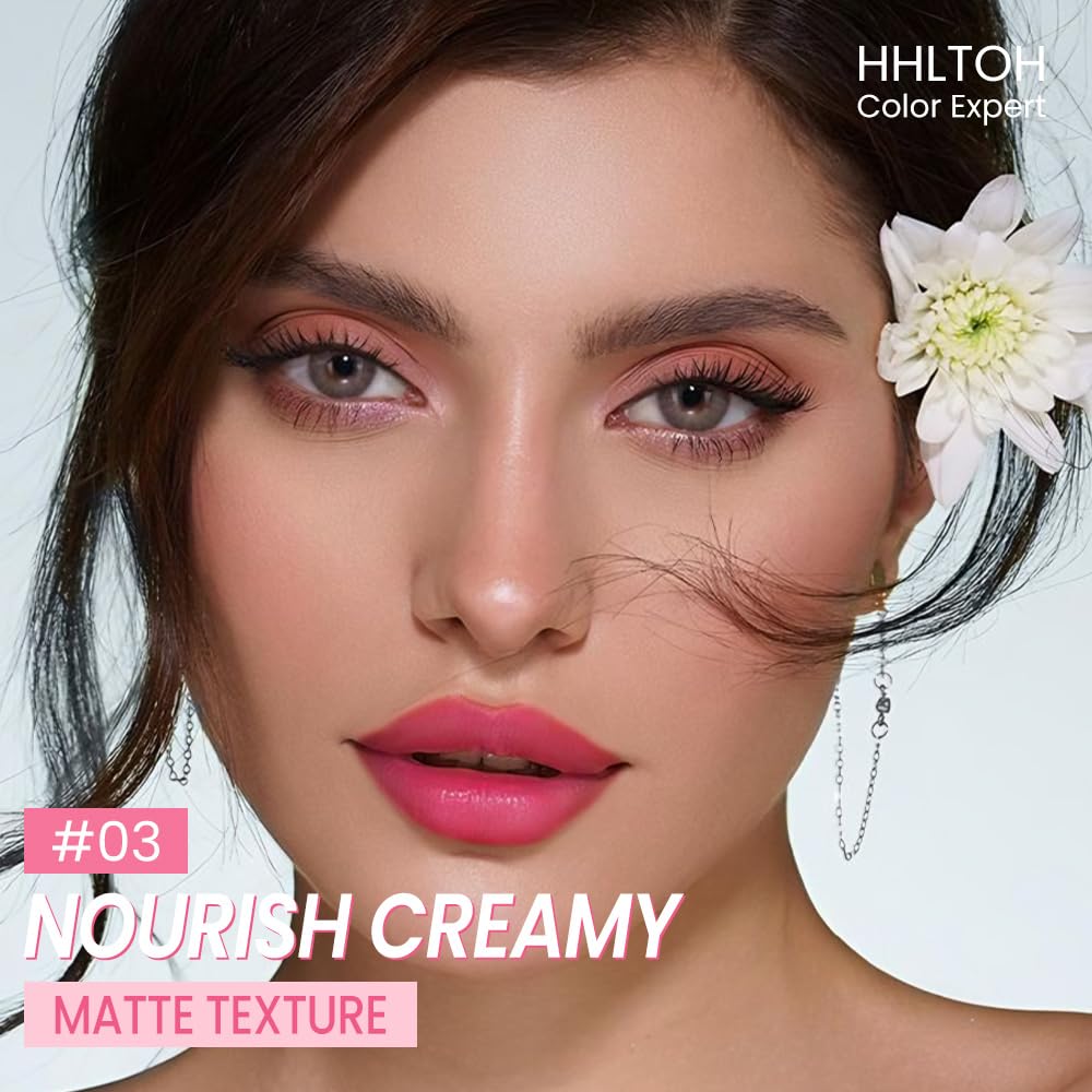 Honey Lipstick Tinted Lip Balm - Matte Tint Cream Lipsticks for All Skin Tones, Hydrating Lip Stain, Can be Buildable Blendable Nourishing Moisturizing Suitable for Women to Every Day Makeup 03