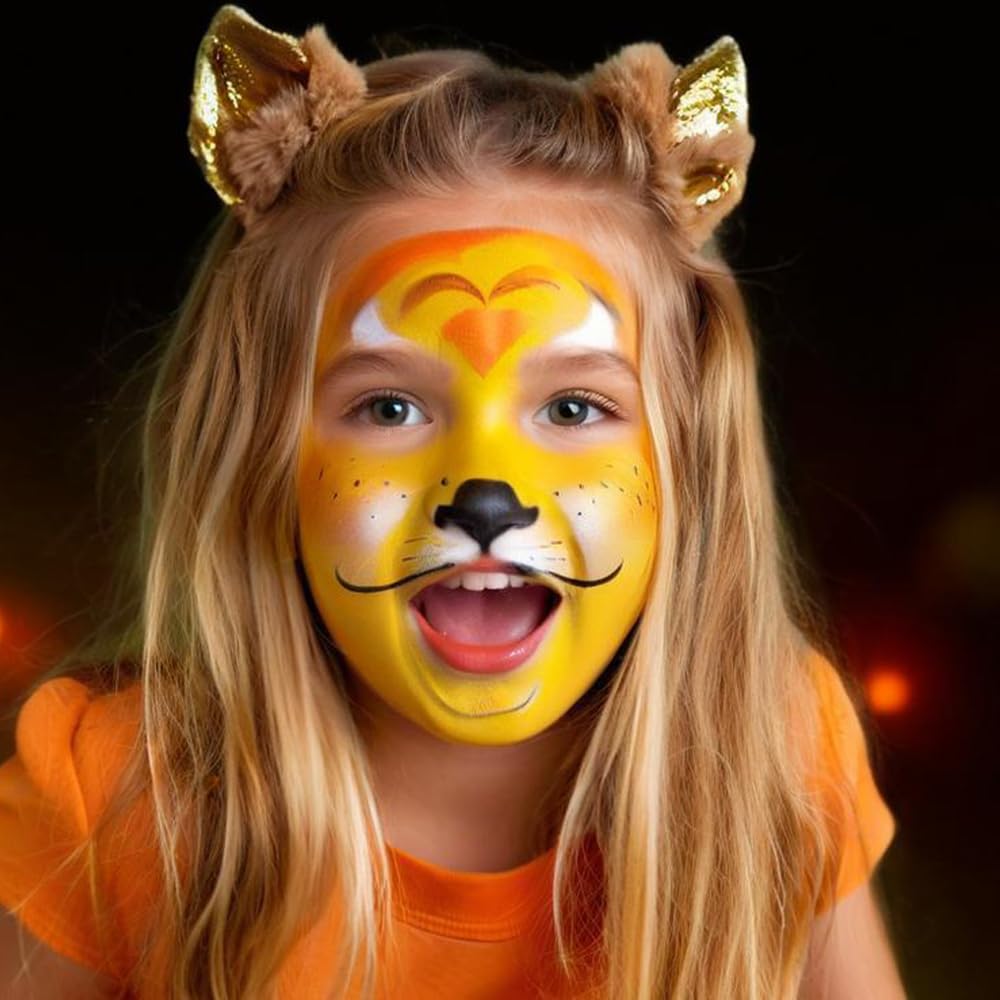 Mysense Yellow Face Body Paint Stick, Yellow Eye Black Stick, Cream Eye Paint for Baseball Softball Football Lacrosse, Non-toxic Facepaint for Halloween Costume Lion Tiger Cosplay Makeup