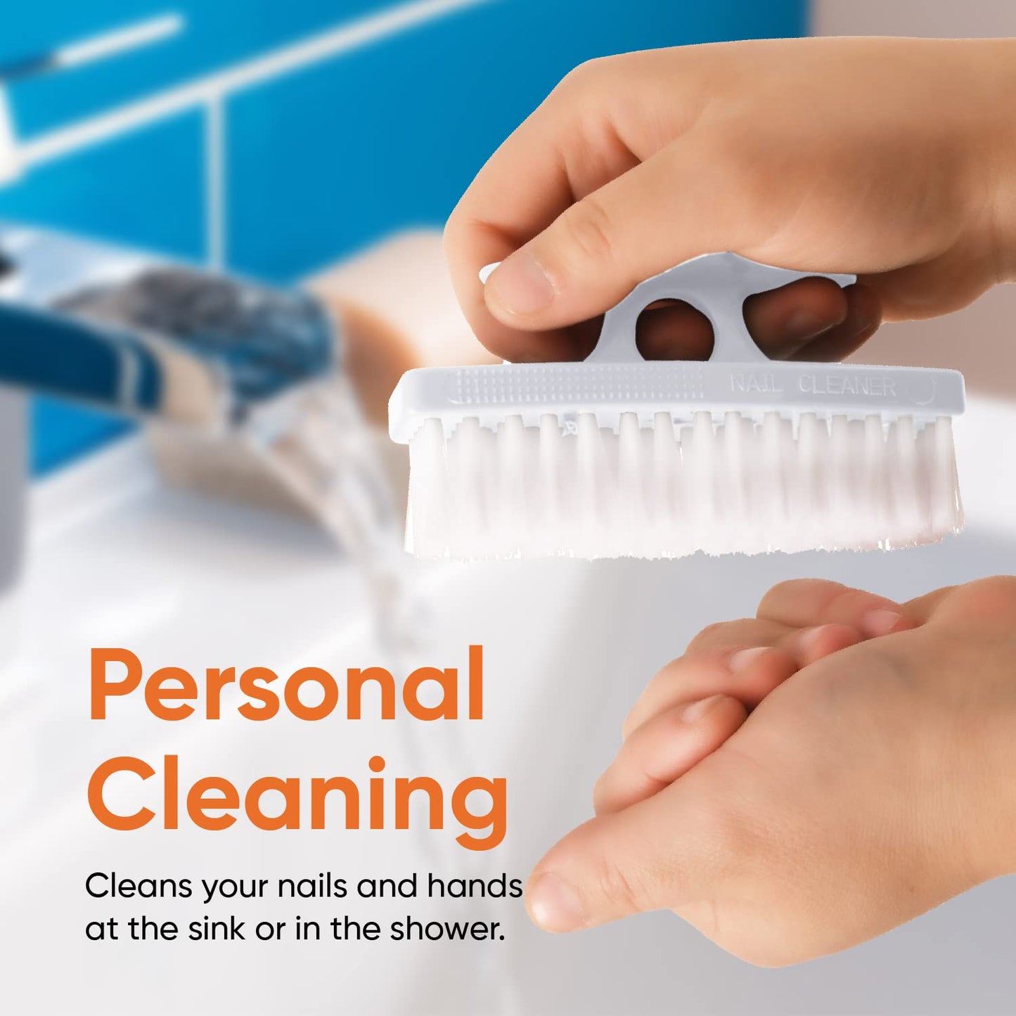 Superio Nail Brush for Cleaning Fingernails, Nail Scrubber Brush, Toe Foot Hands Fingernail Brush Cleaner- Small Scrub Brush- All-Purpose Stiff Cleaning Brush for Home, Kitchen, Work, (2, Blue/White)