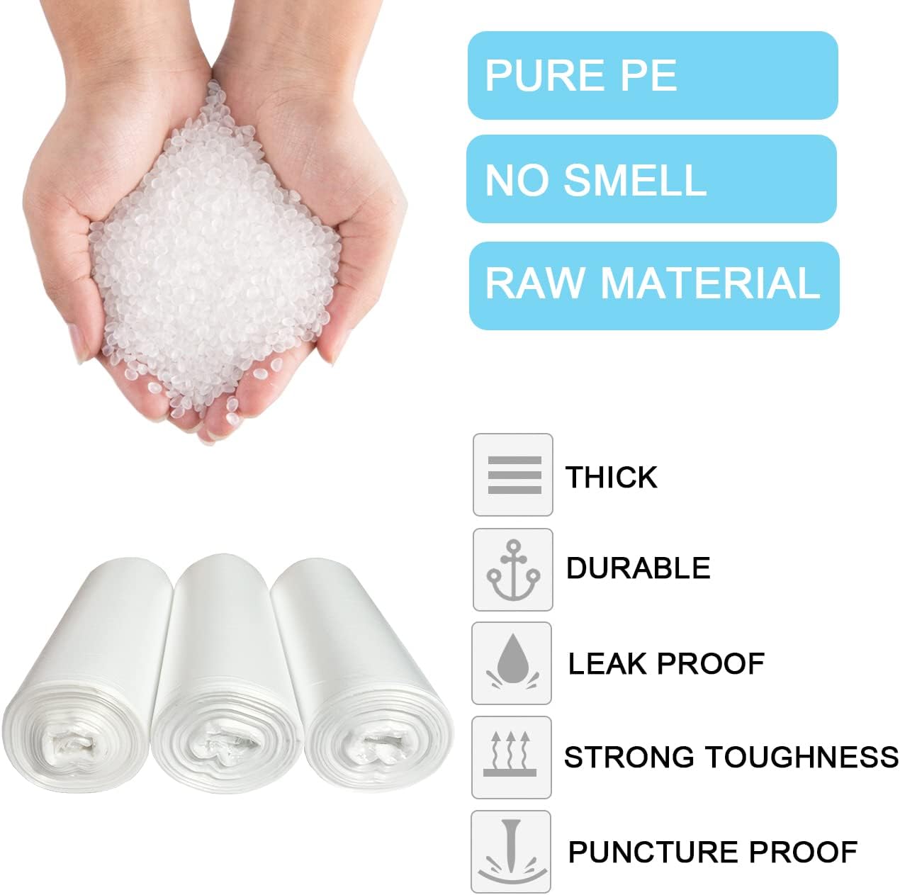 SOSOHOME 6 Gallon Trash Bags, Small Garbage Bags, Fits 5-6 Gallon Bins, Clear Wastebasket Trash Liners, 75 Counts