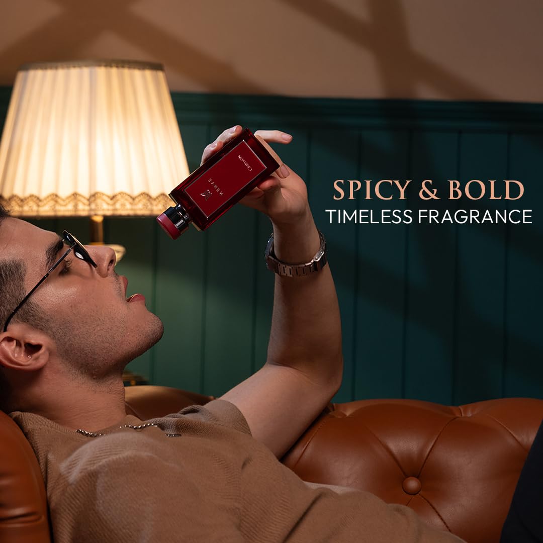 Merve Crimson Premium Long Lasting Fragrance Luxury Scent For Men | Sweet Spicy, Citrus, Amber | Perfumes For Men | 3.4 Ounces