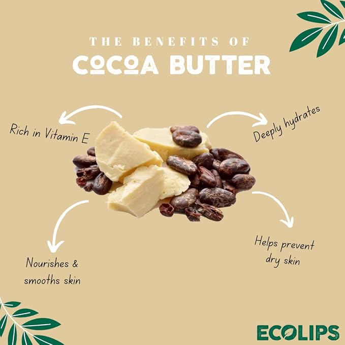 Eco Lips Organic Candy Cane Moisturizing Lip Balm - Organic Coconut Oil and Cocoa Butter - Soothe, Moisturize Dry, Cracked and Chapped Lips - 100% Plastic-Free Plant Pod Packaging - Made in USA