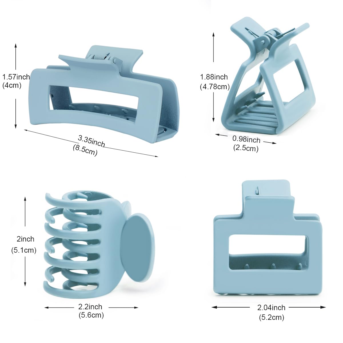 Mehayi 9 PCS Matte Hair Clips Claw for Women Girls, 3 Styles Nonslip Small Hold Strong Hold Cute Jaw Clip Barrettes for Thick Thin Long Short Hair, Fashion Acrylic Hair Clamps Styling Accessories