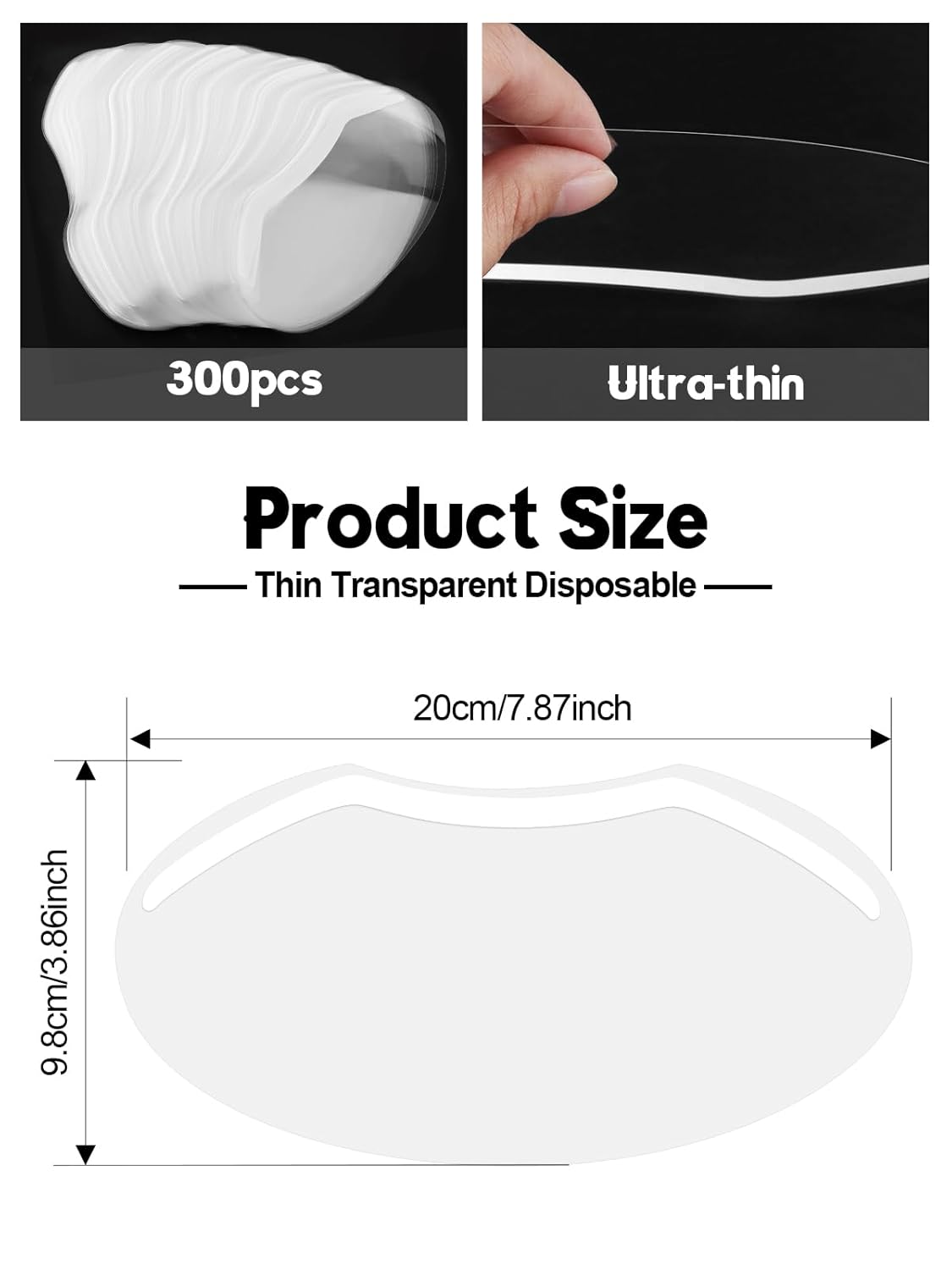 EBANKU 300 Pcs Shower Face Eye Shield Visor, Plastic Shower Shield Visor Eye Protector Makeup Protective Eyebrow Shower Visors for Adults Showering Haircut Hairspray