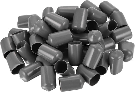 uxcell 50pcs Rubber End Caps 13mm(1/2 inch) ID Vinyl PVC Round Tube Bolt Cap Cover Screw Thread Protectors Dark Grey