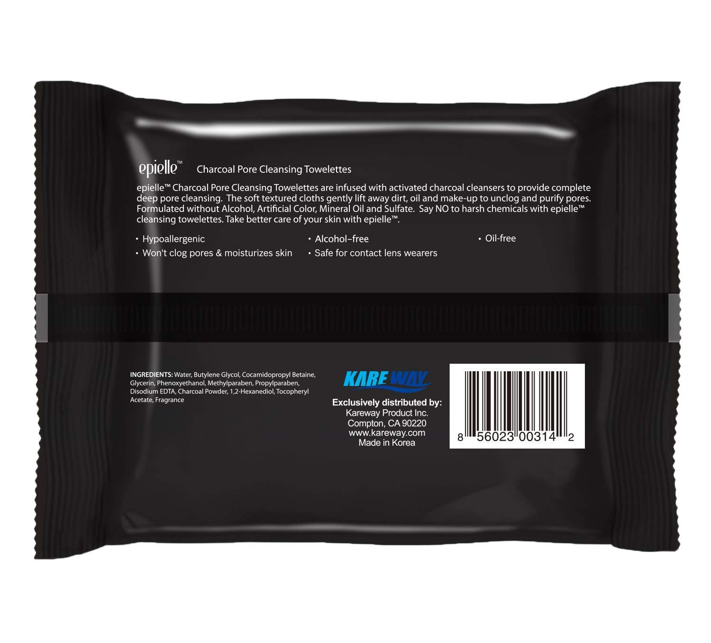 Epielle Charcoal Makeup Remover Wipes, Pore Cleaning Facial Cleanser Towelettes, Purifying & Detoxifying, Remove Dirt, Oil, Waterproof Mascara, Hypoallergenic & Alcohol-Free, 30 Count (Pack of 6)