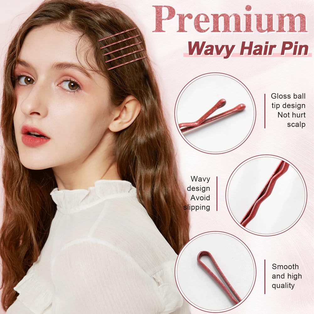 Reddish Brown Bobby Pins 330 Ct, YINGFENG 2.2Inch High Gloss Bobby Hair Pins for Styling, Comfortable, Lock In Style, Pain Free Hair Accessories for Women & Men, All Hair Types