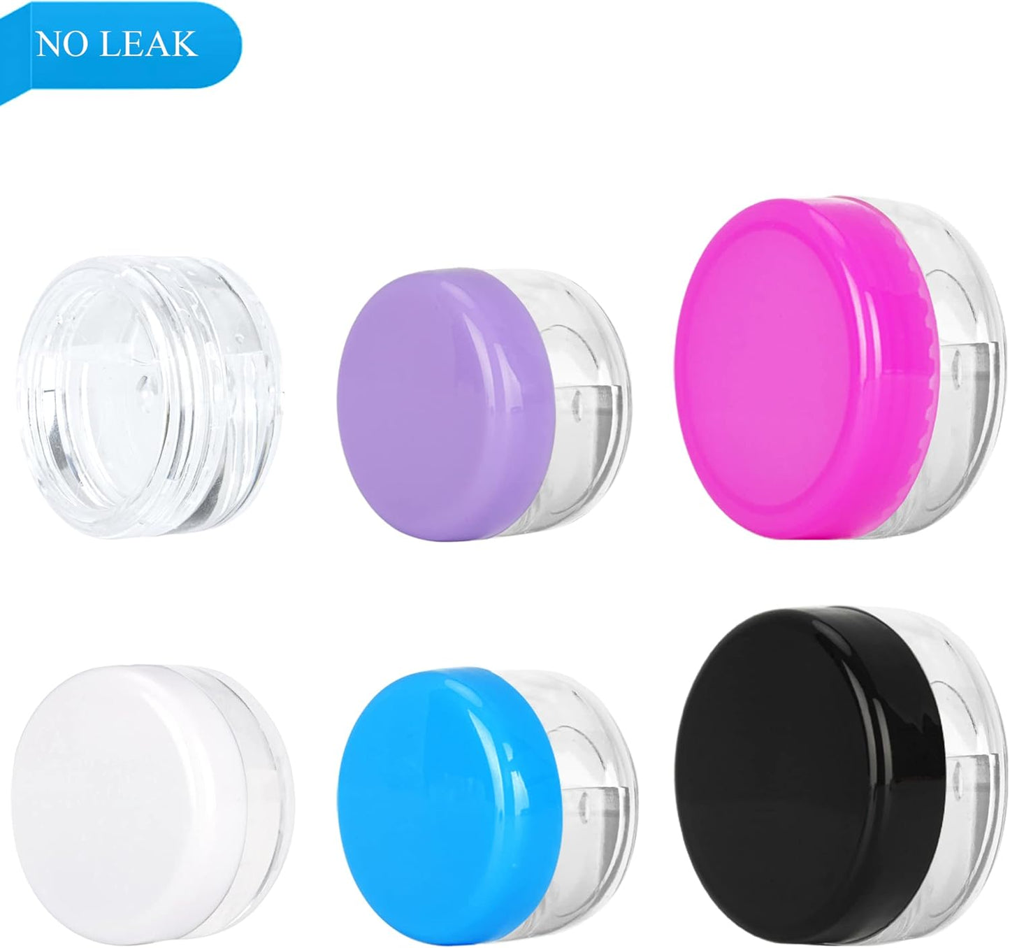 50PCS 3 Gram Sample Containers, 3ml Empty Jars with Lids, Small Cosmetic Containers, Mini Sample Jars with 4PCS Mini Spatulas for Make Up, Oils, Lotion, Powder, Paint, Jewelry, Lip Balms(Blue Lid)