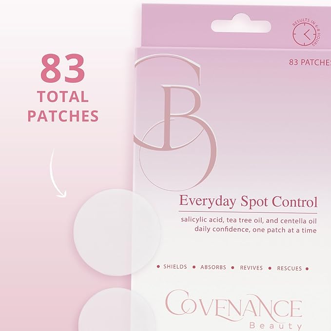 83 Everyday Spot Control Patches Hydrocolloid Pimple Patches with Salicylic Acid & Tea Tree Oil to Exfoliate - Centella Oil Infused Acne Patches - Shields, Revives & Rescues Skin
