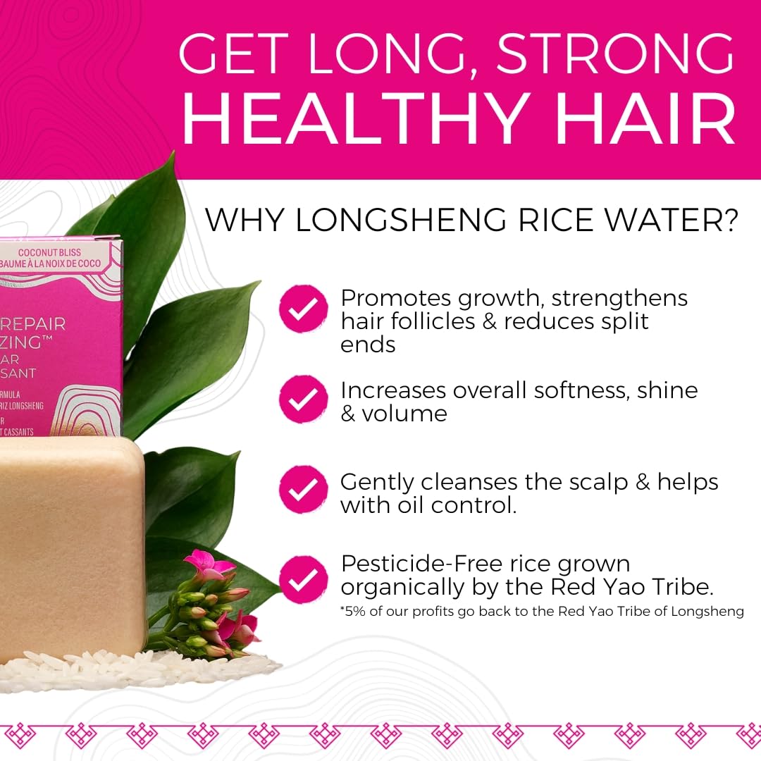 VIORI Coconut Bliss Advanced Repair and Moisturizing Conditioner Bar - Made with Rice Water and Vitamins for Hair Health - Handcrafted All Natural Conditioner Bar