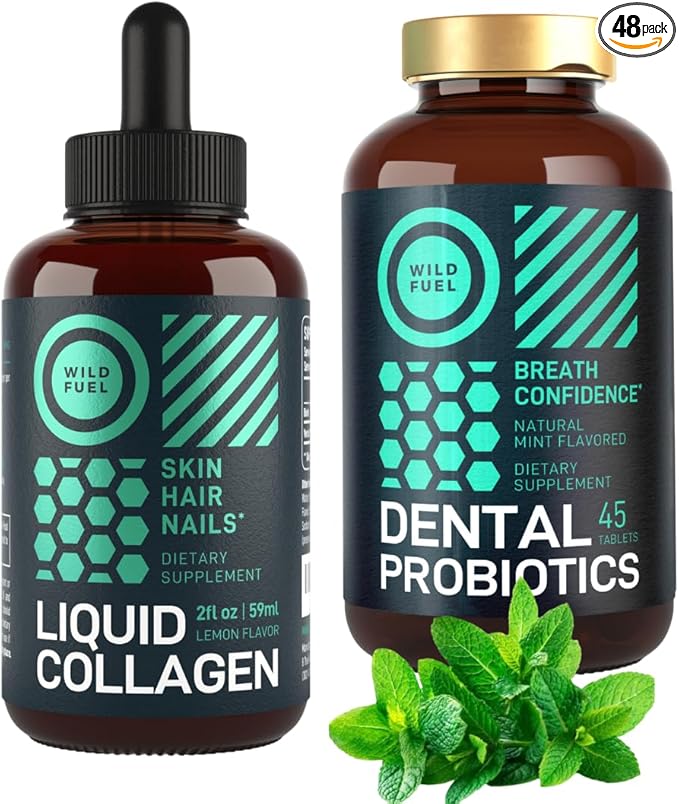 WILD FUEL Concentrated Liquid Collagen Peptides and Dental Probiotics for Fresh Breath Bundle