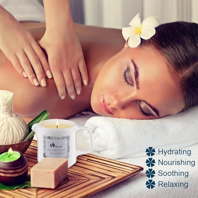 MELONY Soy Massage Oil Candle | Coffee & Whiskey | Low Temp | 2.82 OZ / 80G | Perfect Intensive Skin Treatment Candle | Nourishing with Almond Oil, Shea Butter & Cocoa Butter | Massage & Moisturise