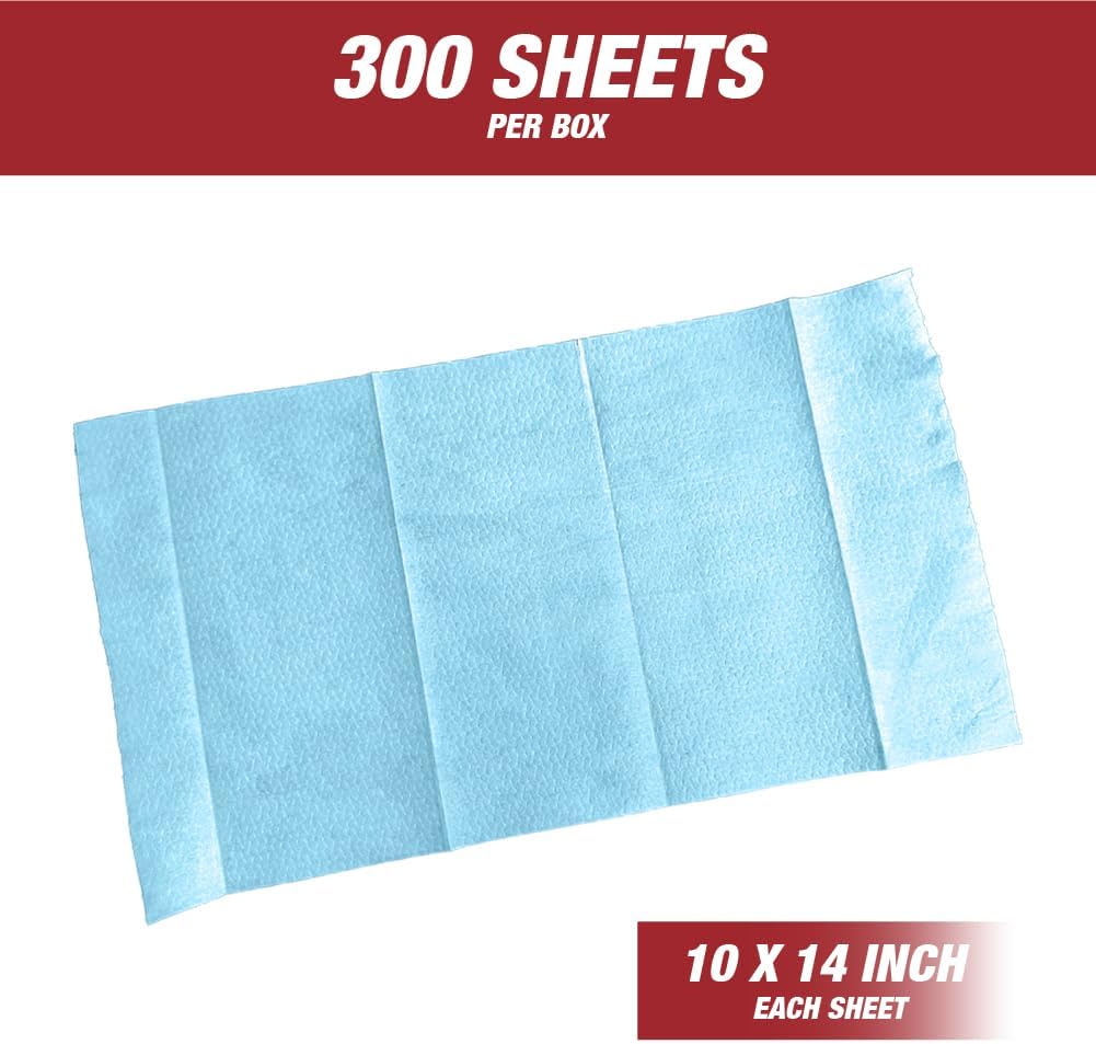 PrepWipe Heavy Duty Cleaning Towels, Lint Free Industrial Paper Towels, Disposable Pack of 300 Sheets 10"x14" (8 Boxes)- 26028