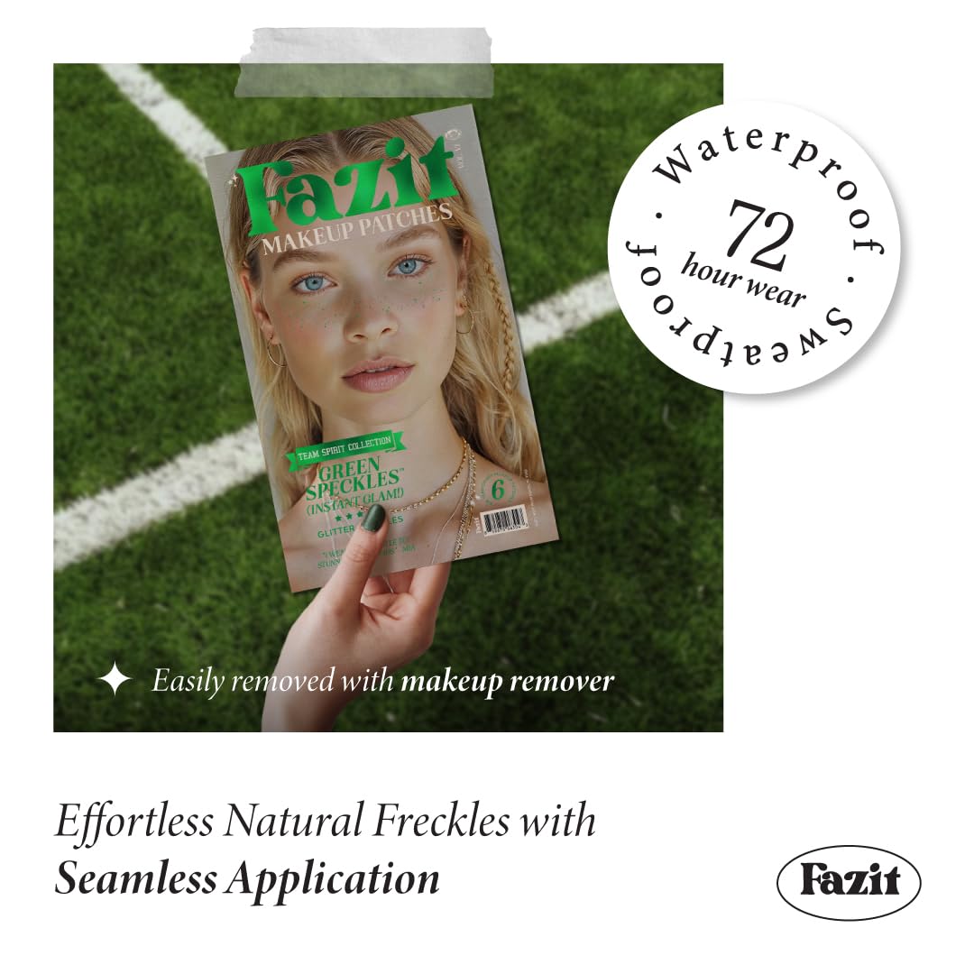 Fazit Makeup Patches - Face Makeup Patches - Beauty Face Makeup - Green Speckles - Waterproof Green Speckles - Temporary Face Green Speckles for Women - 6 Count
