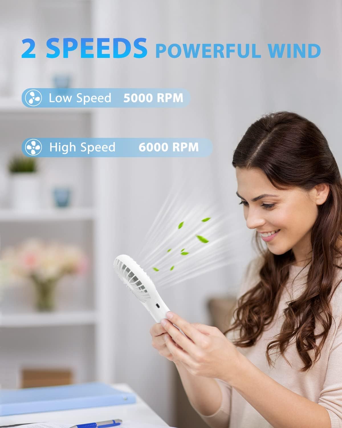 TriPole Handheld Fan 5000 mAh Battery Operated Mini Fan Portable Small Personal Fans with Powerful Wind USB Rechargeable Eyelash Fans for Makeup Girls Kids Women Summer Wedding Outdoor Travel, White
