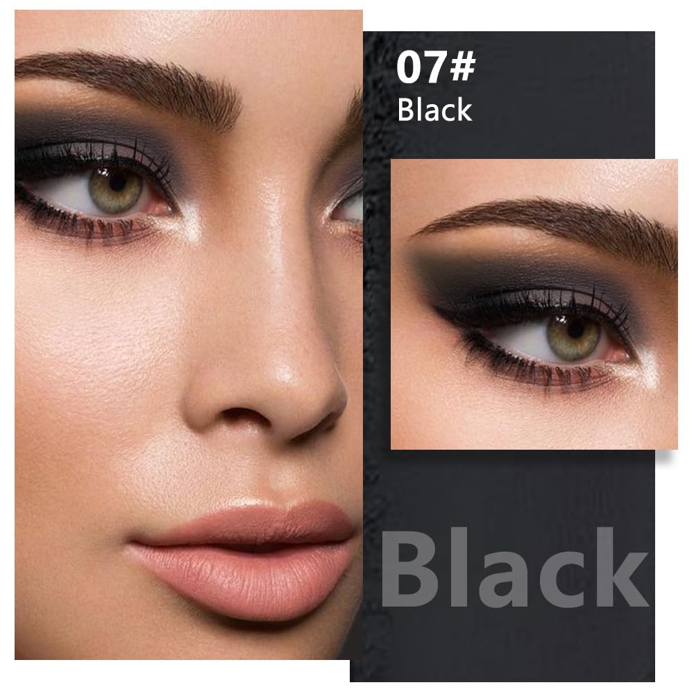 Buildable Matte Eyeshadow Makeup Palette Single - Black Shades | Creamy Pressed Powder for Easy Blending | Mini Travel Palette for Women | Everyday Natural Eye Makeup