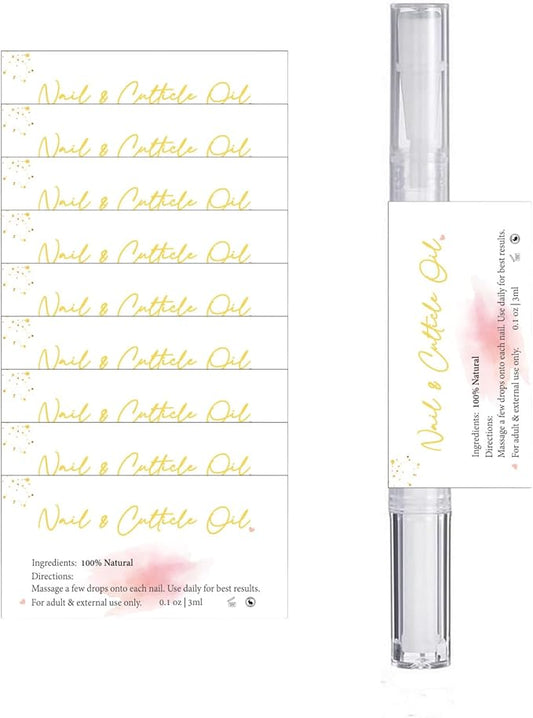 Empty Cuticle Oil Pen Label Sticker for Nail Tech Manicure Nail Artist Must Haves Nail Growth Care Packaging Staff 100pcs (white 1 x 2in)