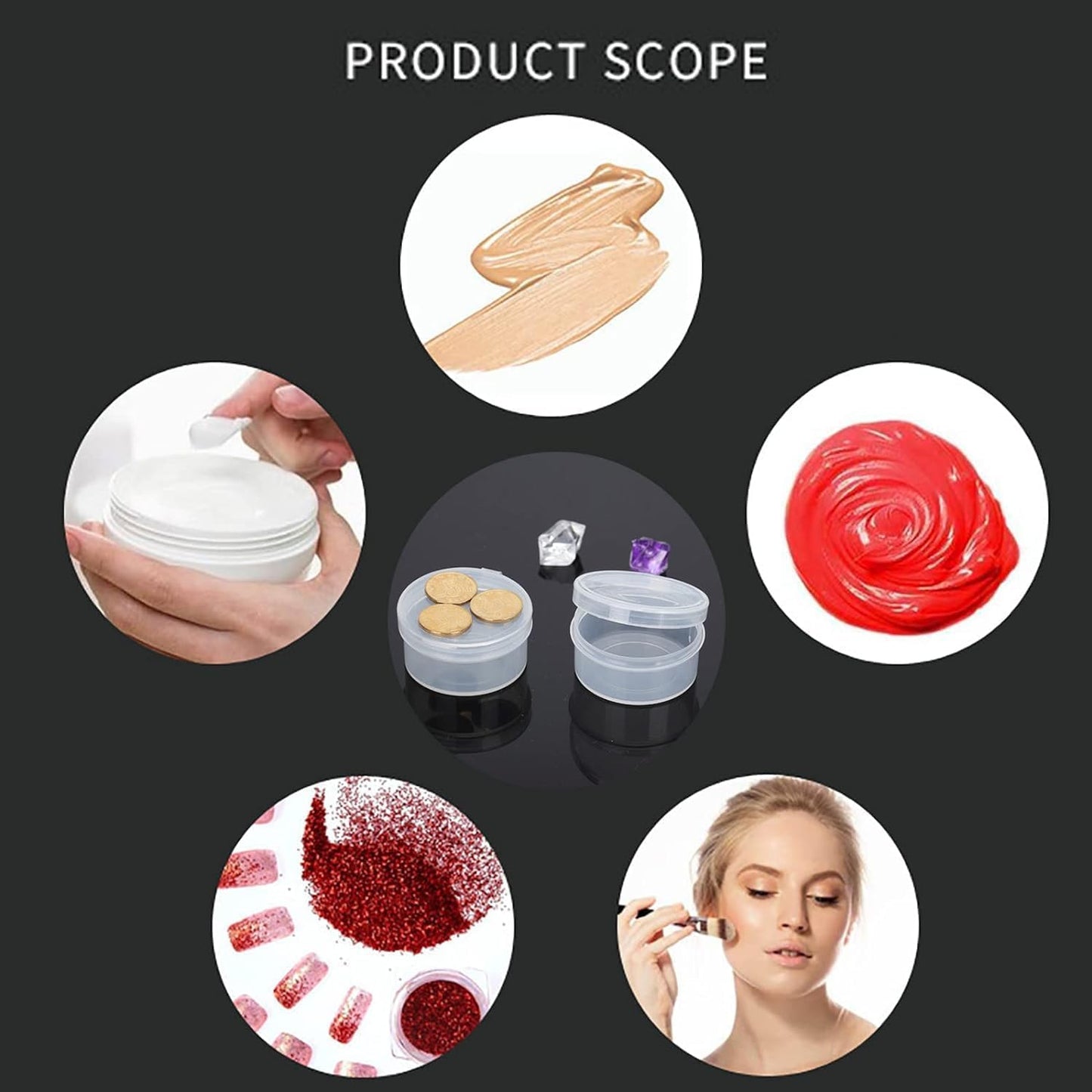 3-Pack 5g Clear Plastic Cosmetic Jars with Snap Lids – Mini Sample Storage Containers for Makeup, Travel, Mixing – Airtight, Leakproof with Portable Lids for Beauty Products and Paints