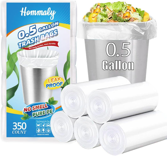 0.5 Gallon 350 pcs Mini Clear Trash Bags, Tiny Strong Garbage Bags,Small Plastic Bags for Desktop Trash Bin, Tiny Bathroom Trash Can Bin Liners,Mini Bags for Waste Basket Liner,Fit 2 Liters-Clear