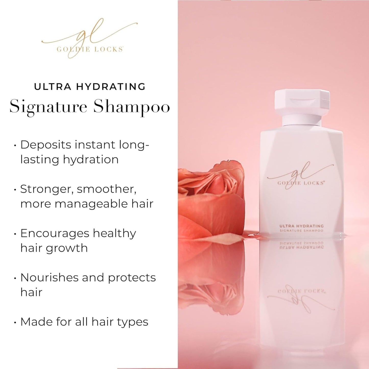 Goldie Locks Ultra Hydrating Shampoo & Conditioner Set - Sulfate-Free, Paraben-Free - for Frizz Control, Shine & Strength - Color Safe & Extension Safe - Protein-Free - 2 x 33.8 fl oz