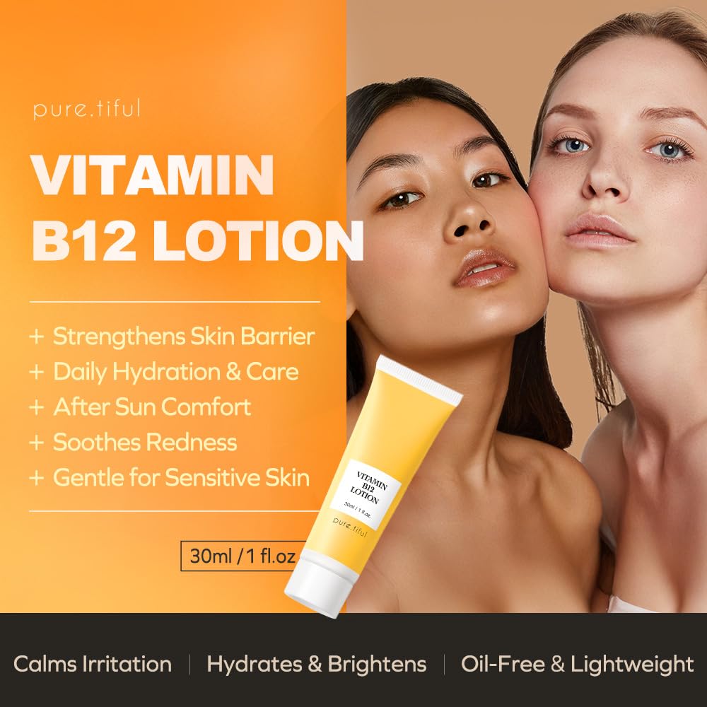 Vitamin B12 Lotion (1 oz) | Repair & Hydrating Cream for All Ages （teen & adult| Soothes Redness, After-Sun Skin Relief, Strengthens Barrier, Sensitive Skin Safe