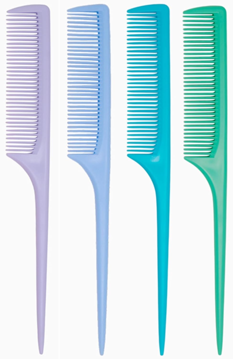 4 Pcs Rattail Combs for Women -Fine Tooth Styling Comb with Ergonomic Handle, Anti-Static Heat-Resistant Professional Hair Parting Tools for Smooth Detangling, Updos & Salon-Perfect Hairstyles.