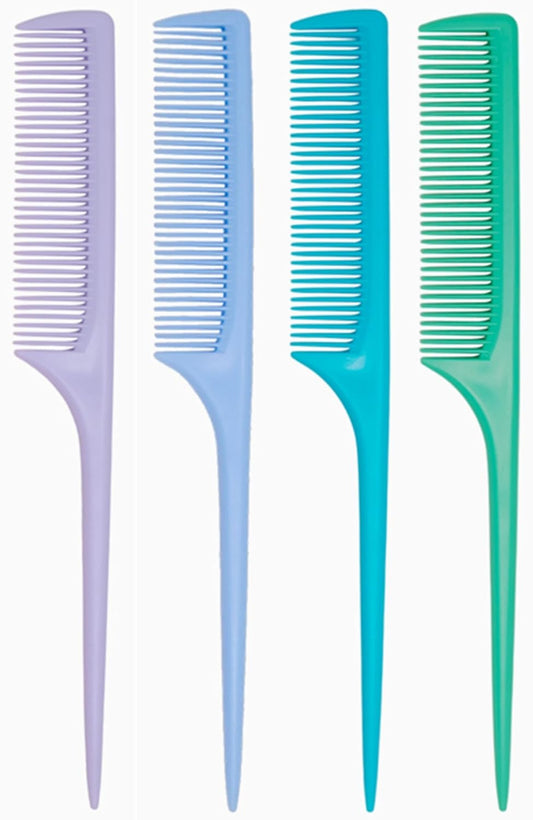 4 Pcs Rattail Combs for Women -Fine Tooth Styling Comb with Ergonomic Handle, Anti-Static Heat-Resistant Professional Hair Parting Tools for Smooth Detangling, Updos & Salon-Perfect Hairstyles.