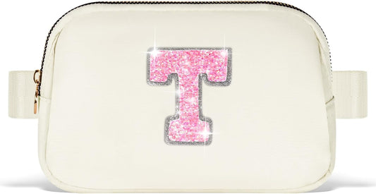 Gifts for Girls & Kids - Birthday Gifts for Daughter & Sister, Essentials for Her, Travel Essentials, Cute Teen Trendy Stuff Waist Packs Belt Bag Crossbody Bag | Cream, Initial T