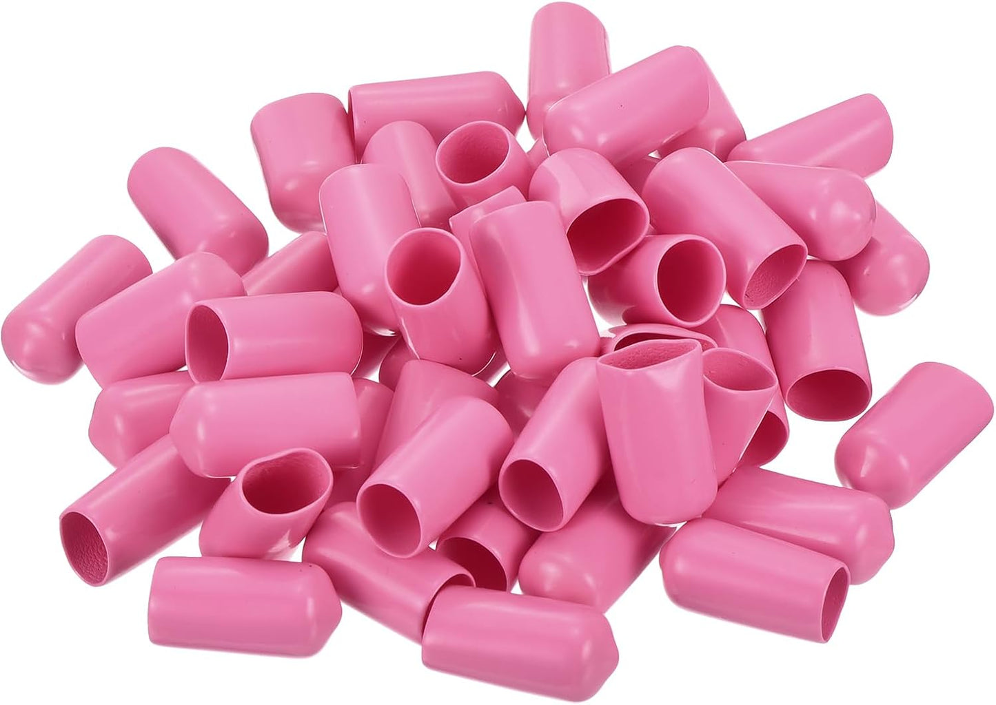 uxcell 50pcs Rubber End Caps 10mm(3/8 inch) ID Vinyl PVC Round Tube Bolt Cap Cover Screw Thread Protectors Pink, 0.4 inch