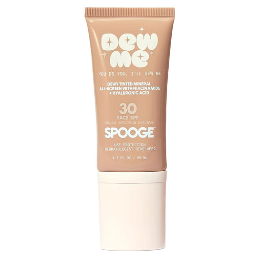 Dew Me Mineral All-Screen - Tinted SPF 30 Face Sunscreen with Hyaluronic Acid + Niacinamide for Golden Glow Dewy Finish - Dermatologist Developed, Makeup Primer Complexion Perfector - (1.7 Oz)