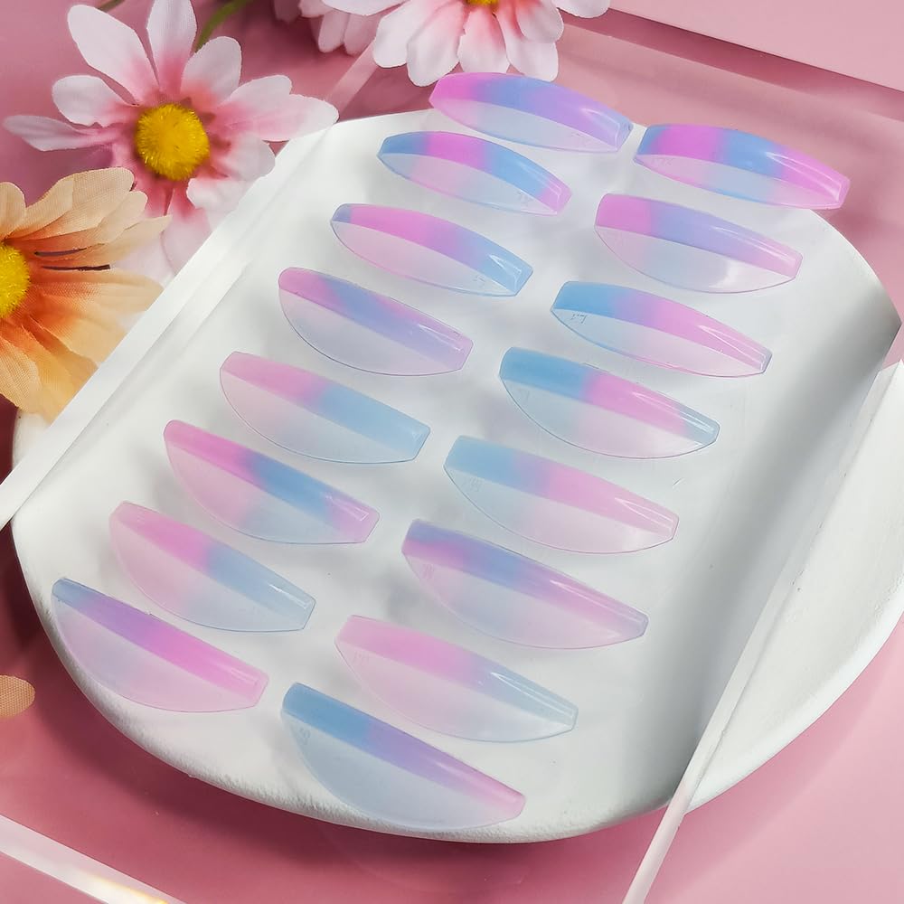 Libeauty Eyelash Lift Rods Reusable Lash Perm Pads 8 Pairs Set of Combi Silicon Pads C-Curl Eyelash Lifting Shield DIY Use at Home or Salon Lash Perming Tool