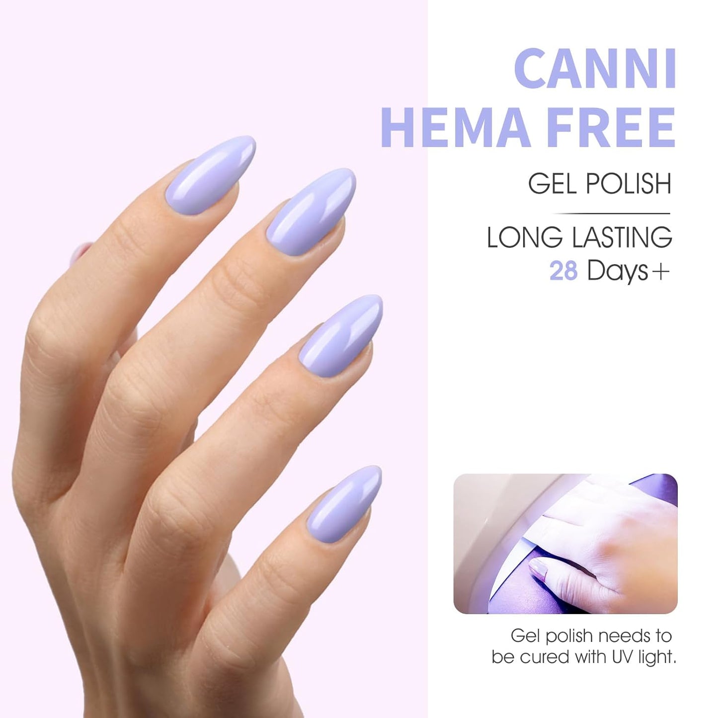 CANNI 6Pcs 9ml Hema-Free Gel Nail Polish Set- Green Blue Purple Pink Milky White Colors Gel Polish Kit, Soak Off LED Nail Gel Manicure Kit DIY at Home Salon Gifts for Women Girls